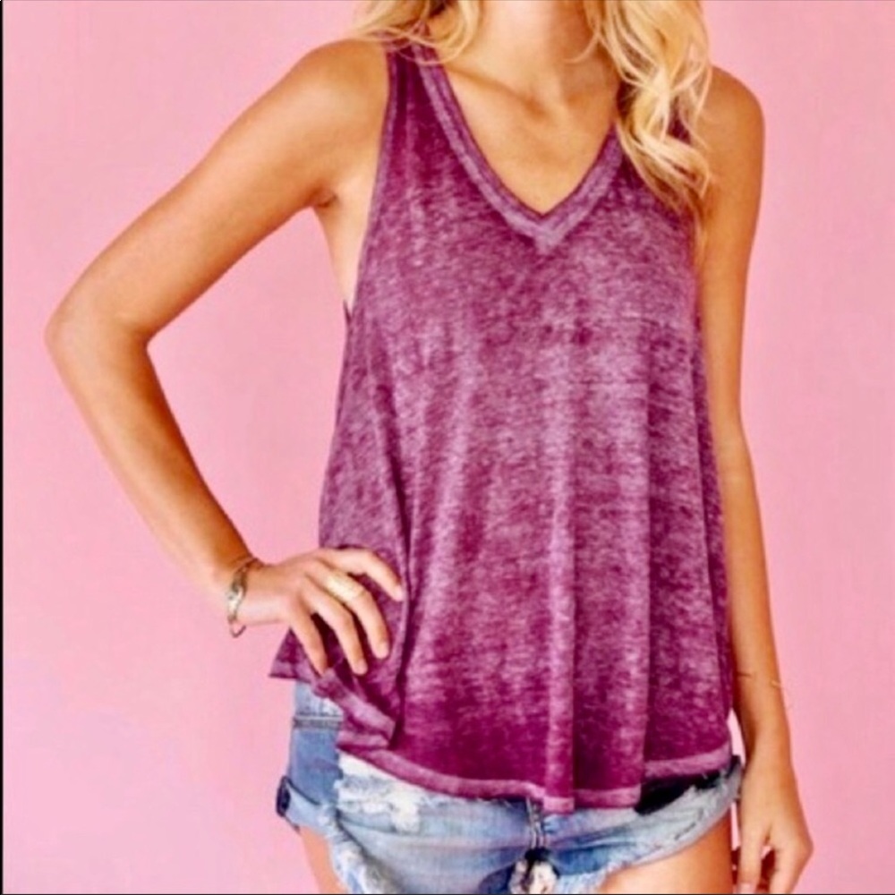 Free People We The Free Purple Breezy Burnout Tank